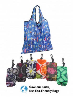 Hook-on Reusable Foldable Shopping Bags (12pcs) 